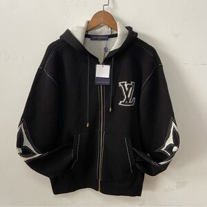 Louis Vuitton Graphic Intarsia Zipped Cotton Hoodie